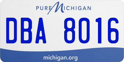 MI license plate DBA8016