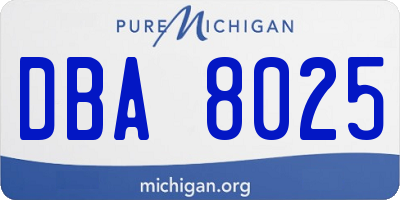 MI license plate DBA8025