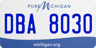 MI license plate DBA8030