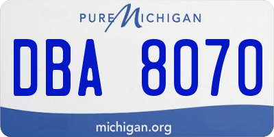 MI license plate DBA8070