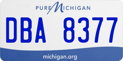 MI license plate DBA8377