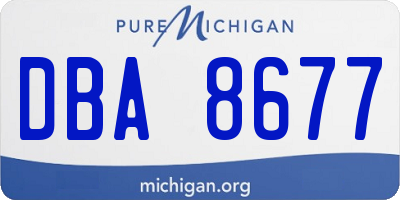 MI license plate DBA8677