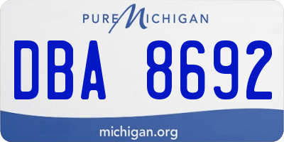 MI license plate DBA8692