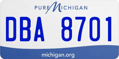 MI license plate DBA8701