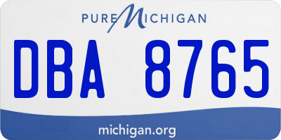 MI license plate DBA8765