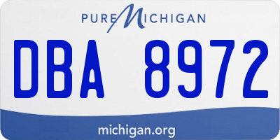 MI license plate DBA8972