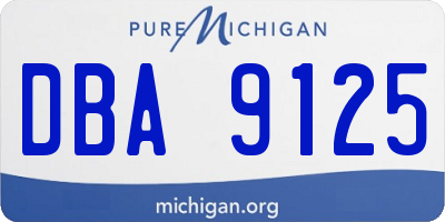 MI license plate DBA9125
