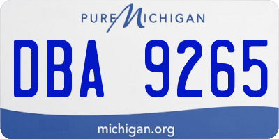 MI license plate DBA9265