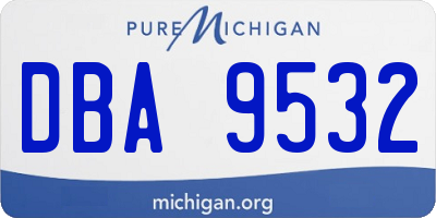 MI license plate DBA9532