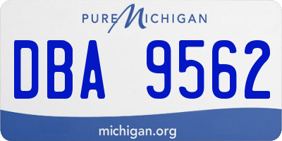 MI license plate DBA9562