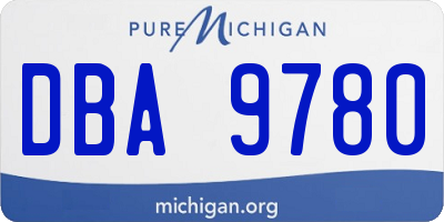 MI license plate DBA9780