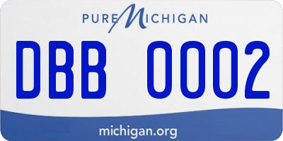 MI license plate DBB0002