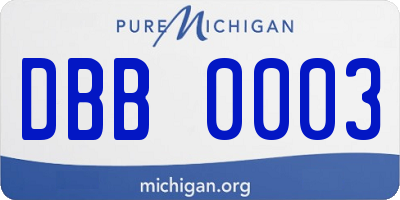 MI license plate DBB0003