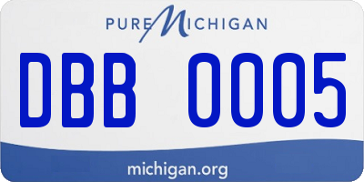 MI license plate DBB0005