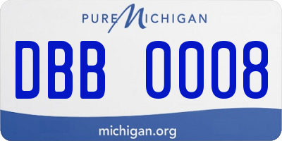 MI license plate DBB0008