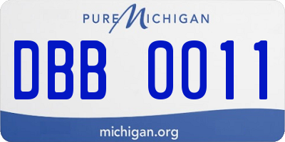 MI license plate DBB0011