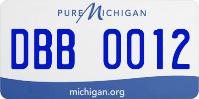 MI license plate DBB0012