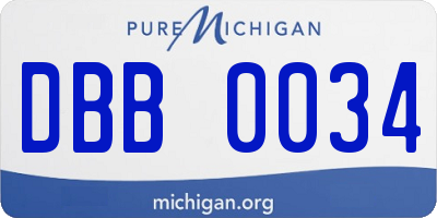 MI license plate DBB0034