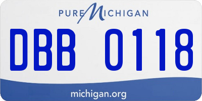 MI license plate DBB0118
