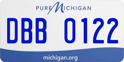 MI license plate DBB0122