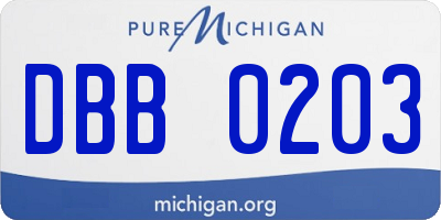 MI license plate DBB0203