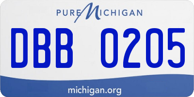 MI license plate DBB0205