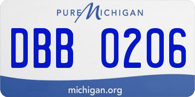 MI license plate DBB0206