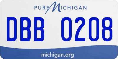 MI license plate DBB0208