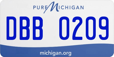 MI license plate DBB0209