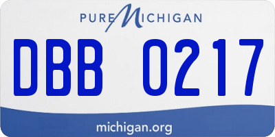 MI license plate DBB0217