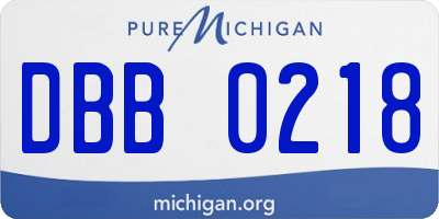 MI license plate DBB0218