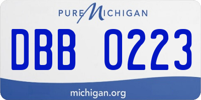 MI license plate DBB0223