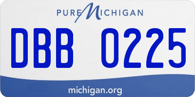 MI license plate DBB0225