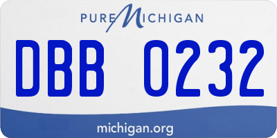 MI license plate DBB0232