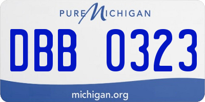 MI license plate DBB0323