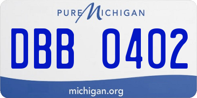MI license plate DBB0402