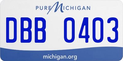 MI license plate DBB0403