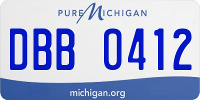 MI license plate DBB0412