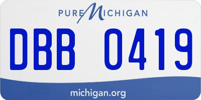 MI license plate DBB0419
