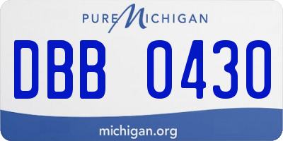 MI license plate DBB0430