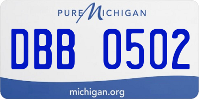 MI license plate DBB0502
