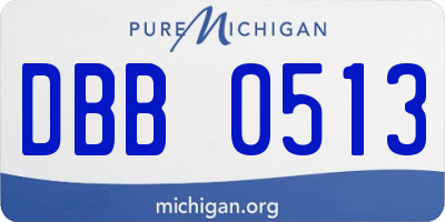 MI license plate DBB0513