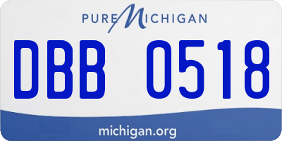 MI license plate DBB0518