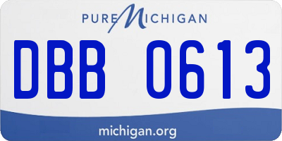 MI license plate DBB0613
