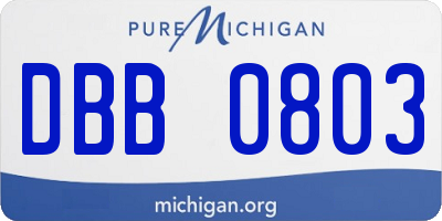 MI license plate DBB0803