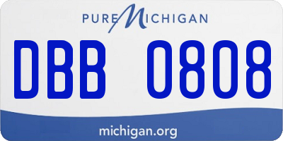 MI license plate DBB0808