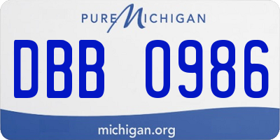 MI license plate DBB0986