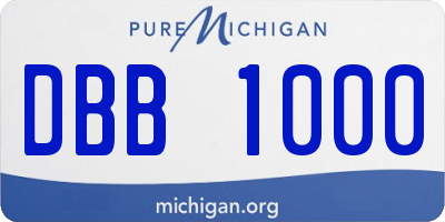 MI license plate DBB1000