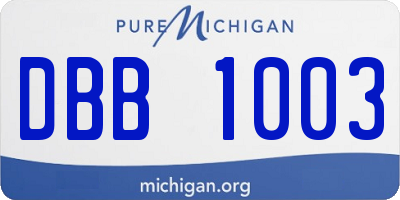MI license plate DBB1003