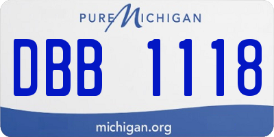 MI license plate DBB1118
